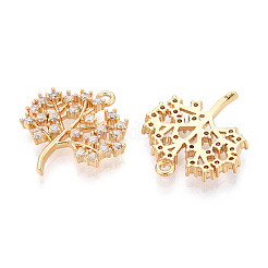 Brass Micro Pave Clear Cubic Zirconia Pendants&nbsp;KK-T077-40G