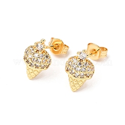 Ice Cream Brass Micro Pave Clear Cubic Zirconia Stud Earrings&nbsp;EJEW-A135-13G