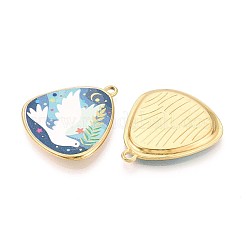 Printed Style 304 Stainless Steel Triangle with Dove Pendants&nbsp;STAS-T071-28A-G