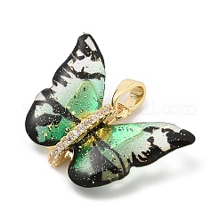 Rack Plating Leaf Brass Acrylic Pendants&nbsp;KK-S407-09G
