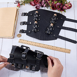 1 Pair Adjustable PU Leather Cord Bracelet with Glass Bottles&nbsp;AJEW-CL0002-53B