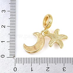 Brass Starfish Moon European Dangle Charms&nbsp;KK-I352-15G