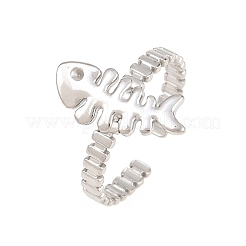 304 Stainless Steel Cuff Open Rings for Women&nbsp;RJEW-A102-01P