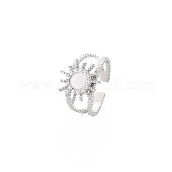 Tarnish Resistant 201 Stainless Steel Open Cuff Finger Ring Cabochon Settings&nbsp;STAS-S119-160P