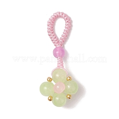 5Pcs 5 Colors Baking Paint Imitation Jade Glass Woven Clover Pendant Decorations&nbsp;HJEW-JM03148