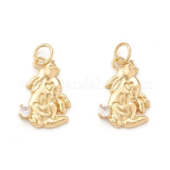 Eco-Friendly Brass Micro Pave Cubic Zirconia Pendants&nbsp;KK-I698-36G