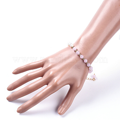 Natural Pearl & Natural Rose Quartz Beaded Bracelets&nbsp;BJEW-JB05153-05