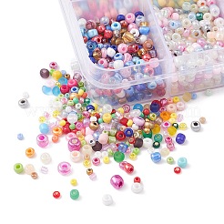 100G 10 Style Opaque & Transparent & Metallic Colours & Silver Lined & Frosted Glass Seed Beads&nbsp;SEED-YW0002-43