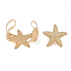 Alloy Starfish Cuff Bangle & Ring Sets for Women&nbsp;SJEW-C005-01G
