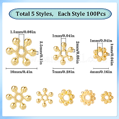500Pcs 5 Styles Alloy Daisy Spacer Beads&nbsp;FIND-SP0002-22C
