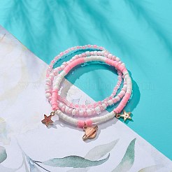 3Pcs 3 Styel Glass Seed & Polymer Clay Beaded Stretch Bracelets Set&nbsp;BJEW-JB08854-02