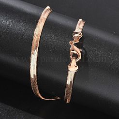 4mm Rack Plating Brass Flat Snake Chain Necklaces for Women Men&nbsp;MAK-L044-14RG