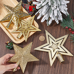 4Pcs 4 Styles Star Plastic Christmas Tree Topper Ornaments&nbsp;AJEW-CN0002-76