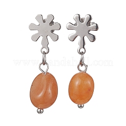 Natural Mixed Gemstone Twist Oval Dangle Stud Earrings&nbsp;EJEW-JE05664