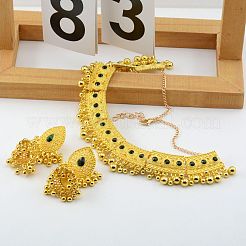 Teardrop Ethnic Style Alloy Rhinestone Bib Necklaces & Dangle Earrings Sets&nbsp;FS-WG1CE2C-02