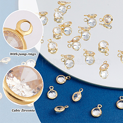 30Pcs Brass Micro Pave Cubic Zirconia Pendants&nbsp;KK-PH0010-12