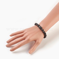 Natural Lava Rock Beads Stretch Bracelets&nbsp;BJEW-JB03959-01