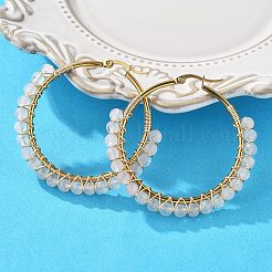 Beaded Hoop Earrings&nbsp;X-EJEW-JE03830-03