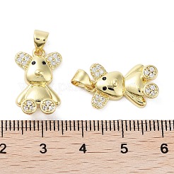 Rack Plating Bear Brass Micro Pave Cubic Zirconia Pendants&nbsp;KK-E102-06G-02