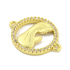 Rack Plating Brass Micro Pave Clear Cubic Zirconia Links&nbsp;KK-B091-23G