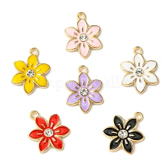 30Pcs 6 Colors Flower Alloy Enamel Pendants&nbsp;ENAM-CJ0006-22