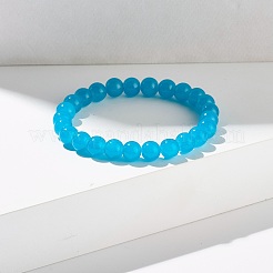 8mm Imitation Jade Glass Round Beads Stretch Bracelet for Girl Women&nbsp;BJEW-JB07179