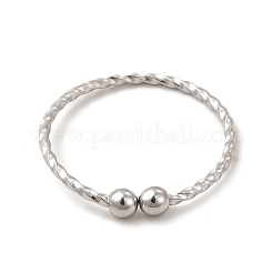 Non-Tarnish 304 Stainless Steel Beaded Open Cuff Ring for Women&nbsp;RJEW-E070-02P