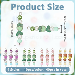 Natural Green Aventurine & Natural Sunstone & Natural Ametrine & Cherry Quartz Glass Chip & Acrylic Heart & Imitation Round Pearl Beaded Connector Charms&nbsp;PALLOY-GO00061