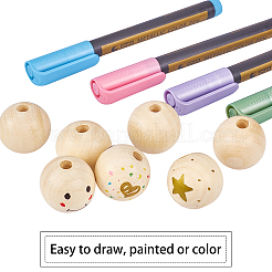Natural Unfinished Wood Round Beads&nbsp;WOOD-PH0008-91-30mm