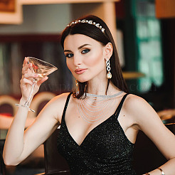 1Pc Brass Rhinestone Cup Chains Multi Layered Necklace&nbsp;NJEW-FG0001-12