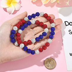 1Pc Polymer Clay Rhinestone Round Beaded Stretch Necklaces&nbsp;NJEW-SP0001-14C