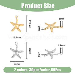 60Pcs 2 Colors 304 Stainless Steel Pendants&nbsp;STAS-DC0016-11