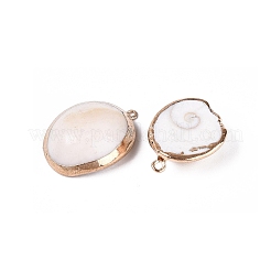 Electroplate Natural Sea Shell Pendants&nbsp;SSHEL-Q100-13KCG