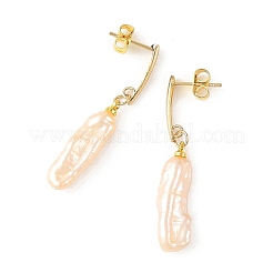304 Stainless Steel Stud Dangle Earrings with Natural Baroque Keshi Pearls&nbsp;EJEW-JE07339