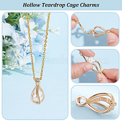 12Pcs Brass Bead Cage Pendants&nbsp;KK-PH0010-48