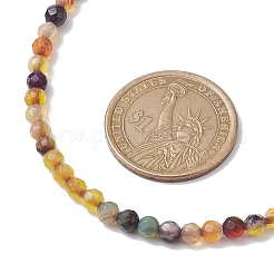 Faceted Round Natural Agate(Dyed & Heated) Beaded Necklaces for Women&nbsp;NJEW-JN04659