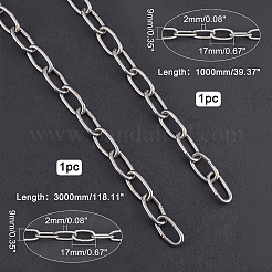 2Pcs 2 Style 304 Stainless Steel Cable Chain&nbsp;STAS-GA0001-06