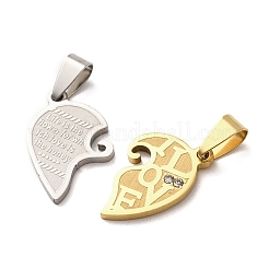 304 Stainless Steel Rhinestone Split Pendants&nbsp;STAS-F368-21GP