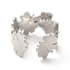 Non-Tarnish 304 Stainless Steel Leaf Wrap Open Cuff Ring for Women&nbsp;RJEW-F131-13P