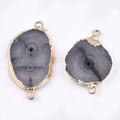 Electroplate Natural Druzy Agate Links connectors&nbsp;G-T112-07A
