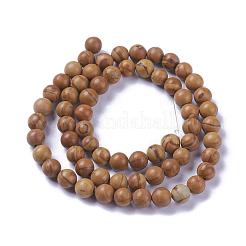 Natural Wood Lace Stone Wooden Jasper Beads Strands&nbsp;G-I199-17-6mm