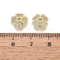 Brass Micro Pave Clear Cubic Zirconia Bead Caps&nbsp;KK-Q071-12G-02