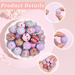24Pcs 8 Colors Round Resin Rhinestone Beads&nbsp;OACR-PA0002-14