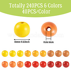 240Pcs 6 Colors Natural Wooden Beads&nbsp;WOOD-TA0002-74D