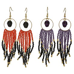Glass Seed Tassel Earring for Women&nbsp;EJEW-MZ00798