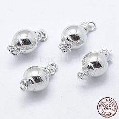 Anti-Tarnish Rhodium Plated 925 Sterling Silver Box Clasps&nbsp;STER-F037-017P-8mm