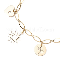 Sun & Heart 304 Stainless Steel Charm Bracelets for Women&nbsp;BJEW-JB11959-01