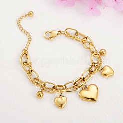 Stainless Steel Heart Charm Bracelets for Women&nbsp;BJEW-BB69676-I