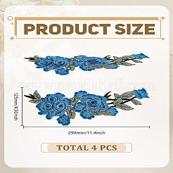 4Pcs Flower Polyester Sew on Appliques&nbsp;PATC-LP0001-11B