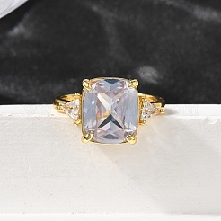 Brass Micro Pave Cubic Zirconia Finger Rings for Women&nbsp;RJEW-F181-11G